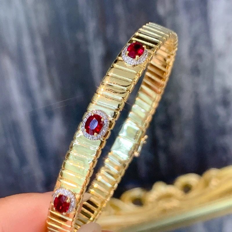 18K Gold Natural Ruby Set