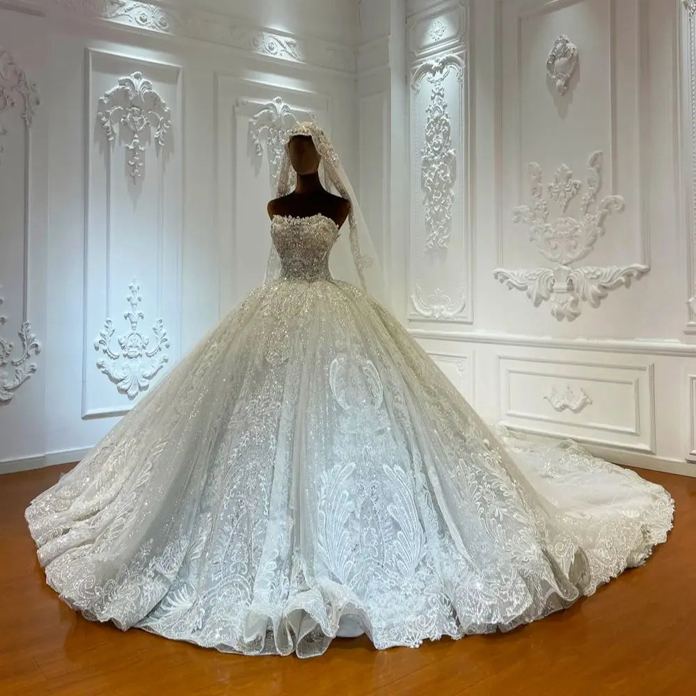 Luxury Beaded Ball Gown Wedding Dress
