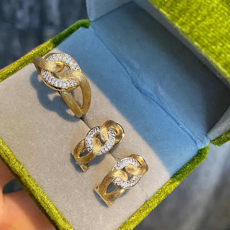 18K Gold Diamond Jewelry Set