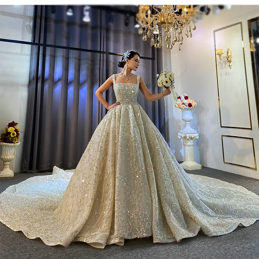 Luxury Beaded Royal Train Wedding Dress