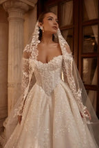 Elegant Off-Shoulder Lace Wedding Dress