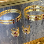 18K Gold Natural Ruby Set