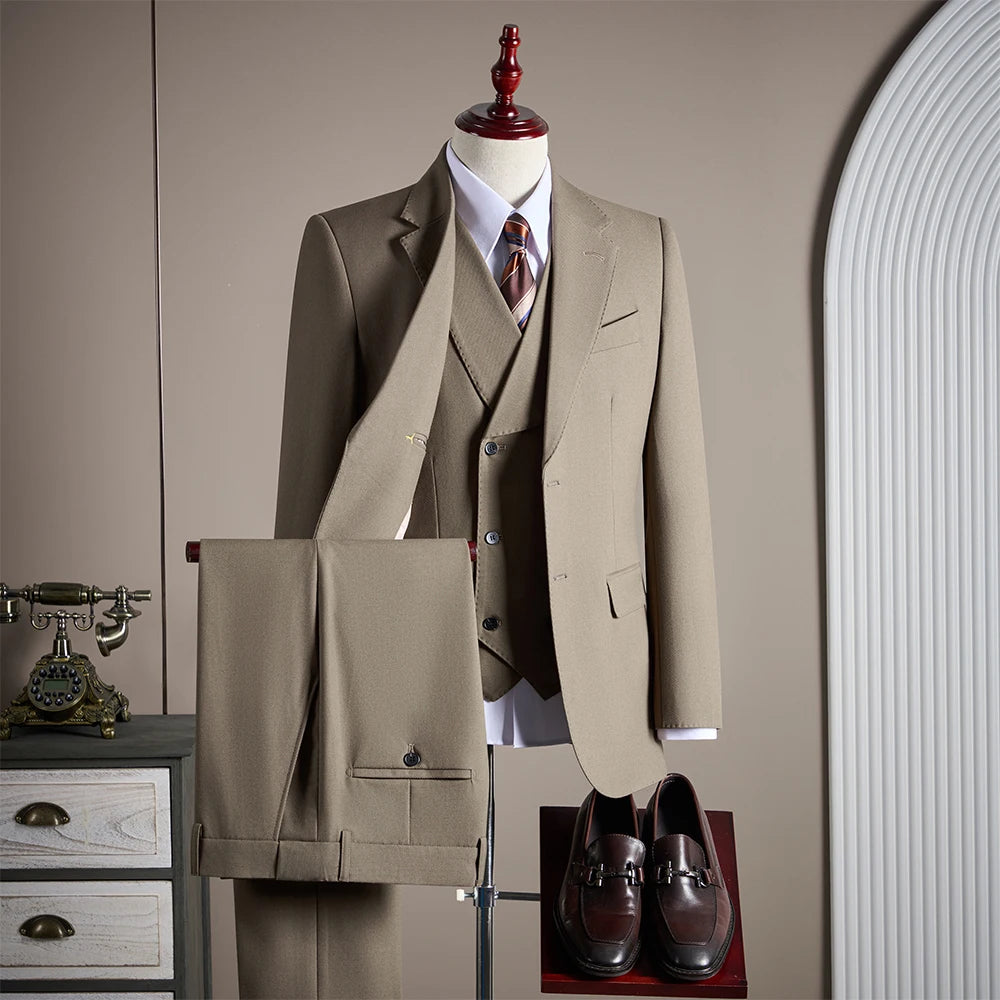 Premium Men's Three-Piece Wool Suit