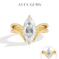 3ct Marquise Moissanite Silver Ring