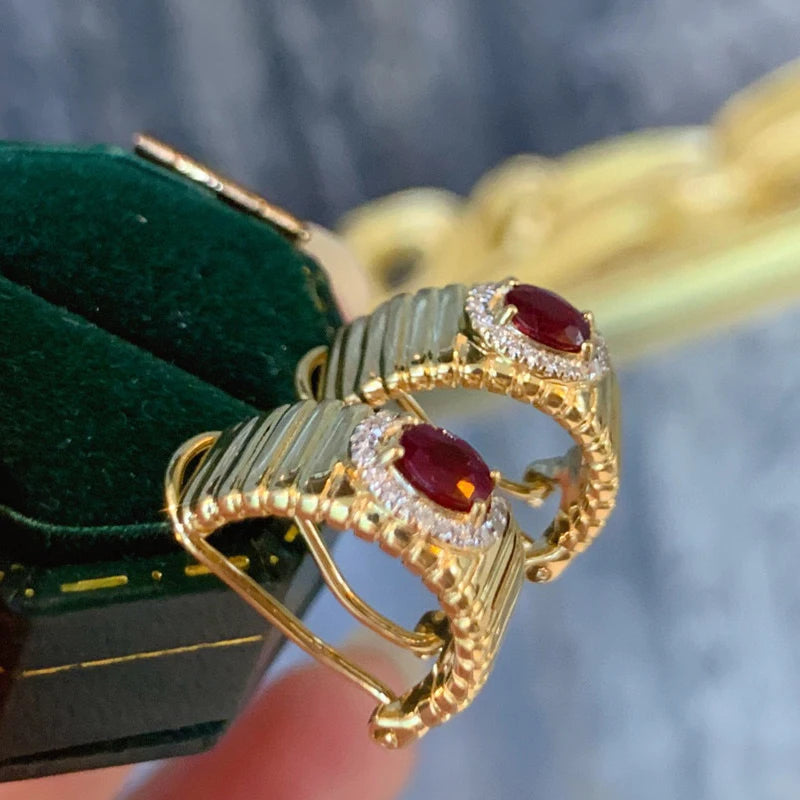 18K Gold Natural Ruby Set