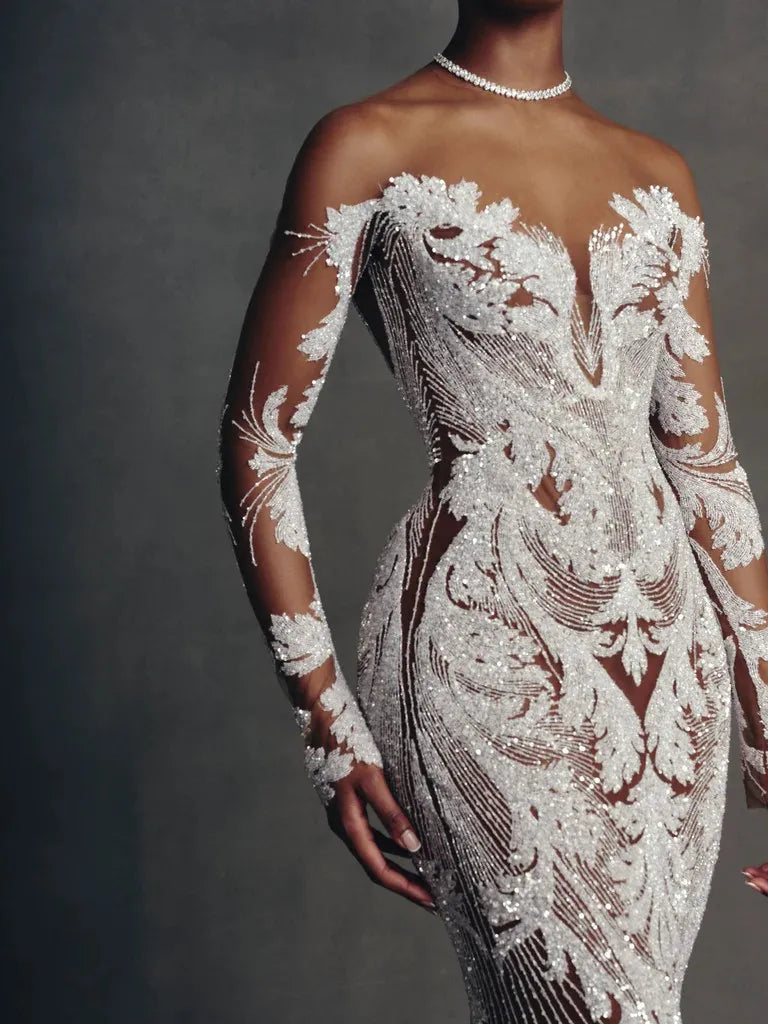 Hand-Beaded Custom Wedding Dress