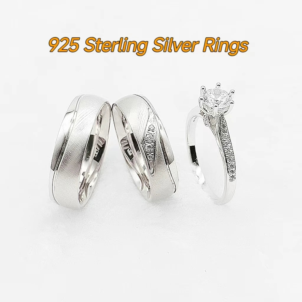 Sterling Silver CZ Engagement Set
