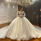 Custom Long Train Wedding Dress