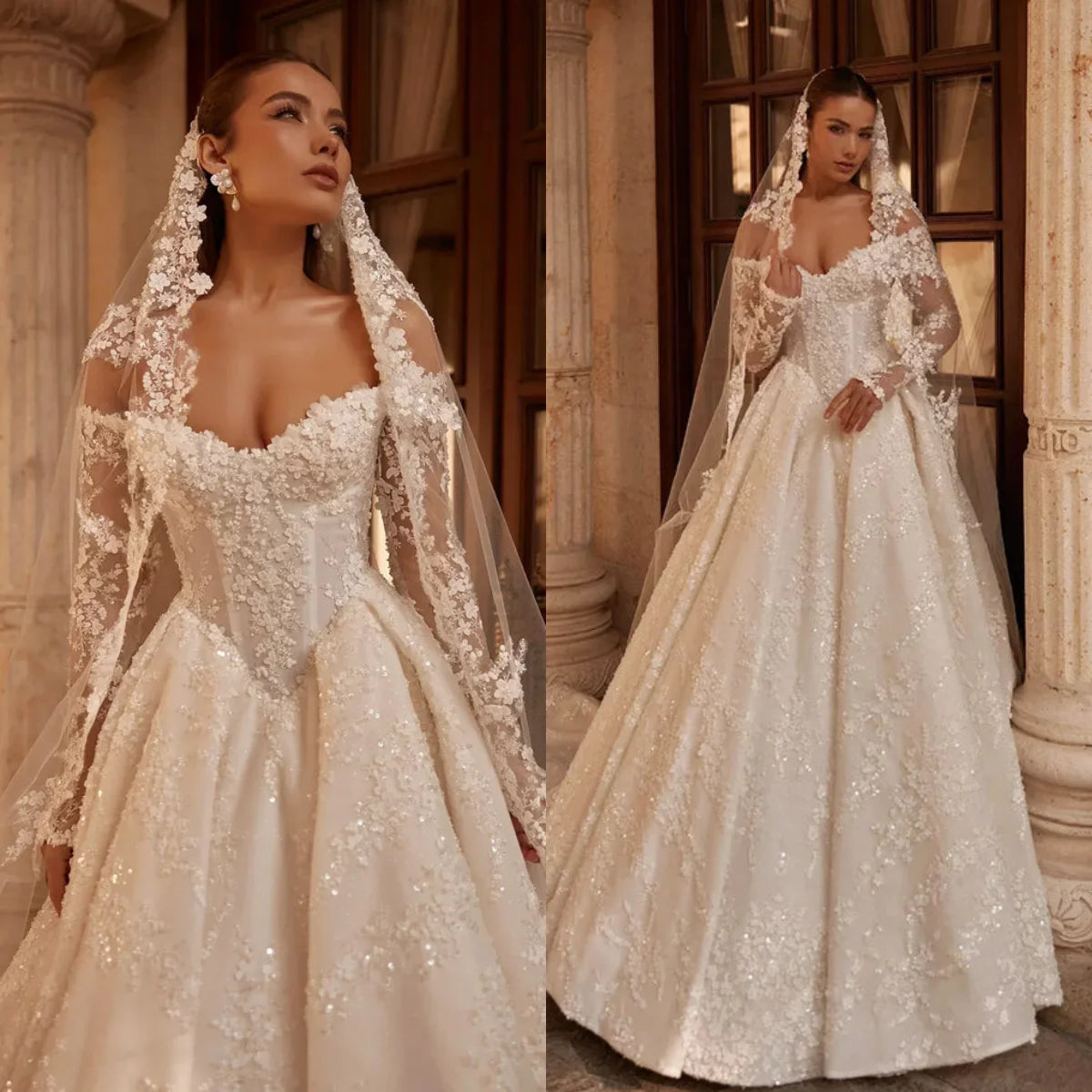 Elegant Off-Shoulder Lace Wedding Dress
