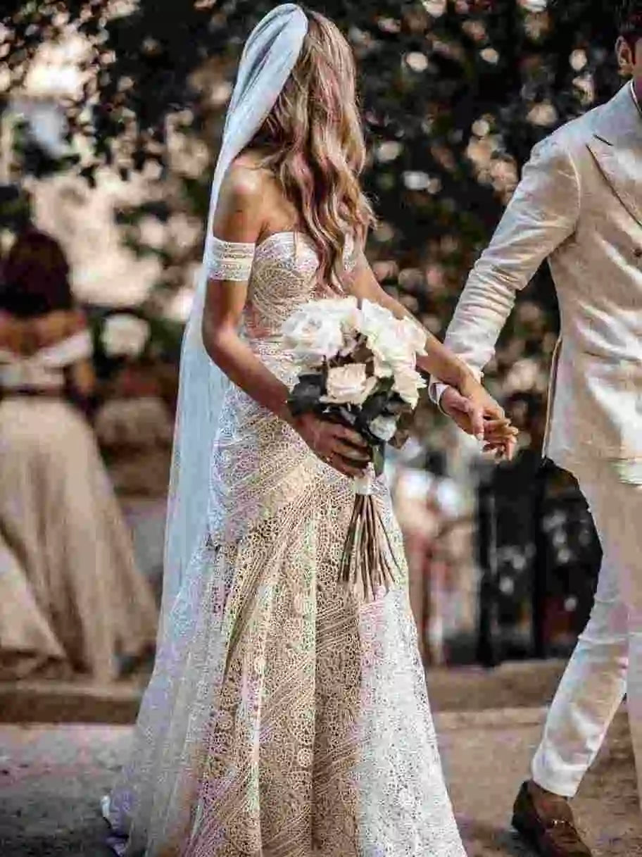 Boho Lace Mermaid Wedding Dress