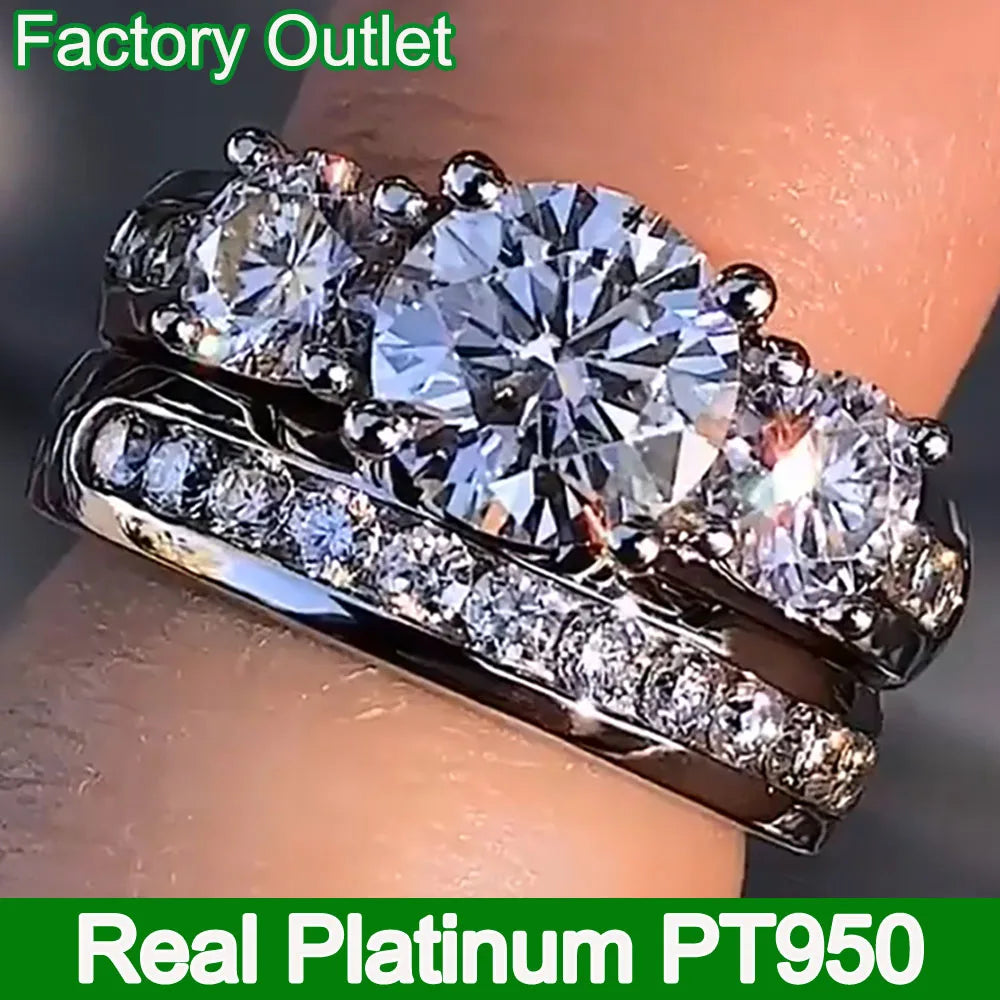 Platinum Round Moissanite Bridal Set