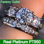 Platinum Round Moissanite Bridal Set