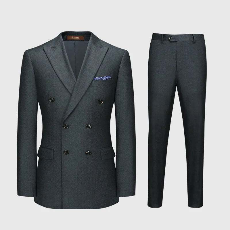 Luxury Wool Double-Breasted Suit Set