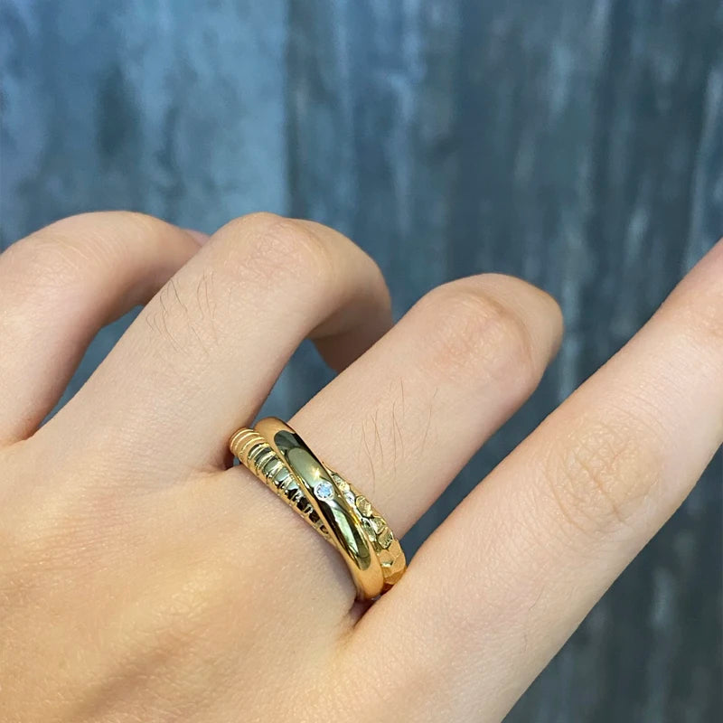 18K Gold Natural Diamond Ring Set