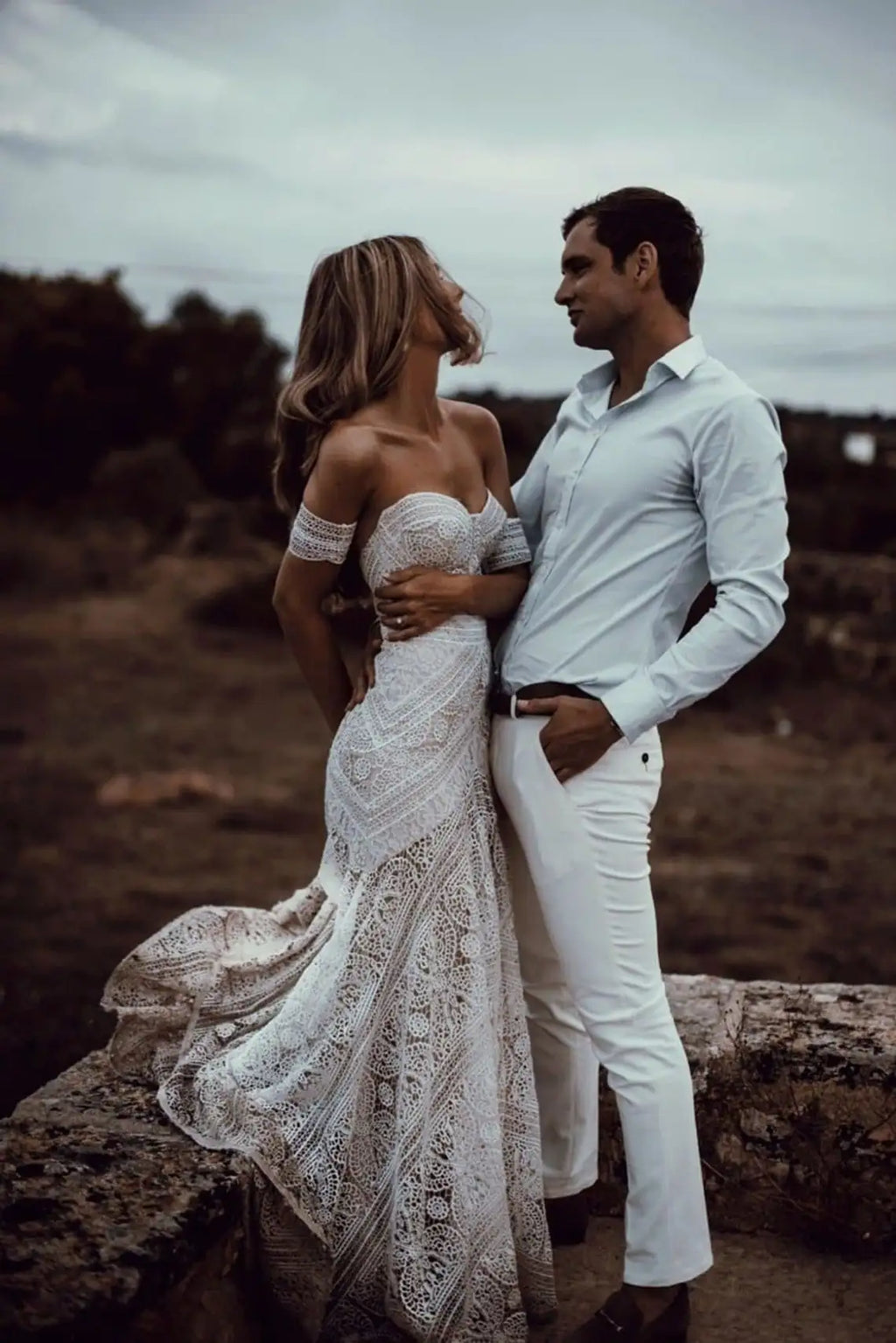 Boho Lace Mermaid Wedding Dress