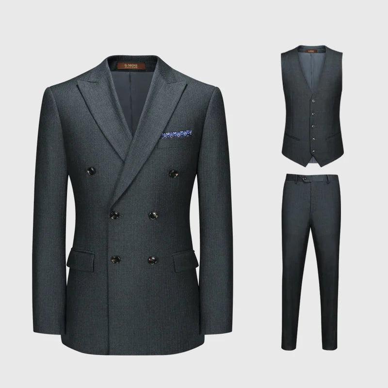 Luxury Wool Double-Breasted Suit Set