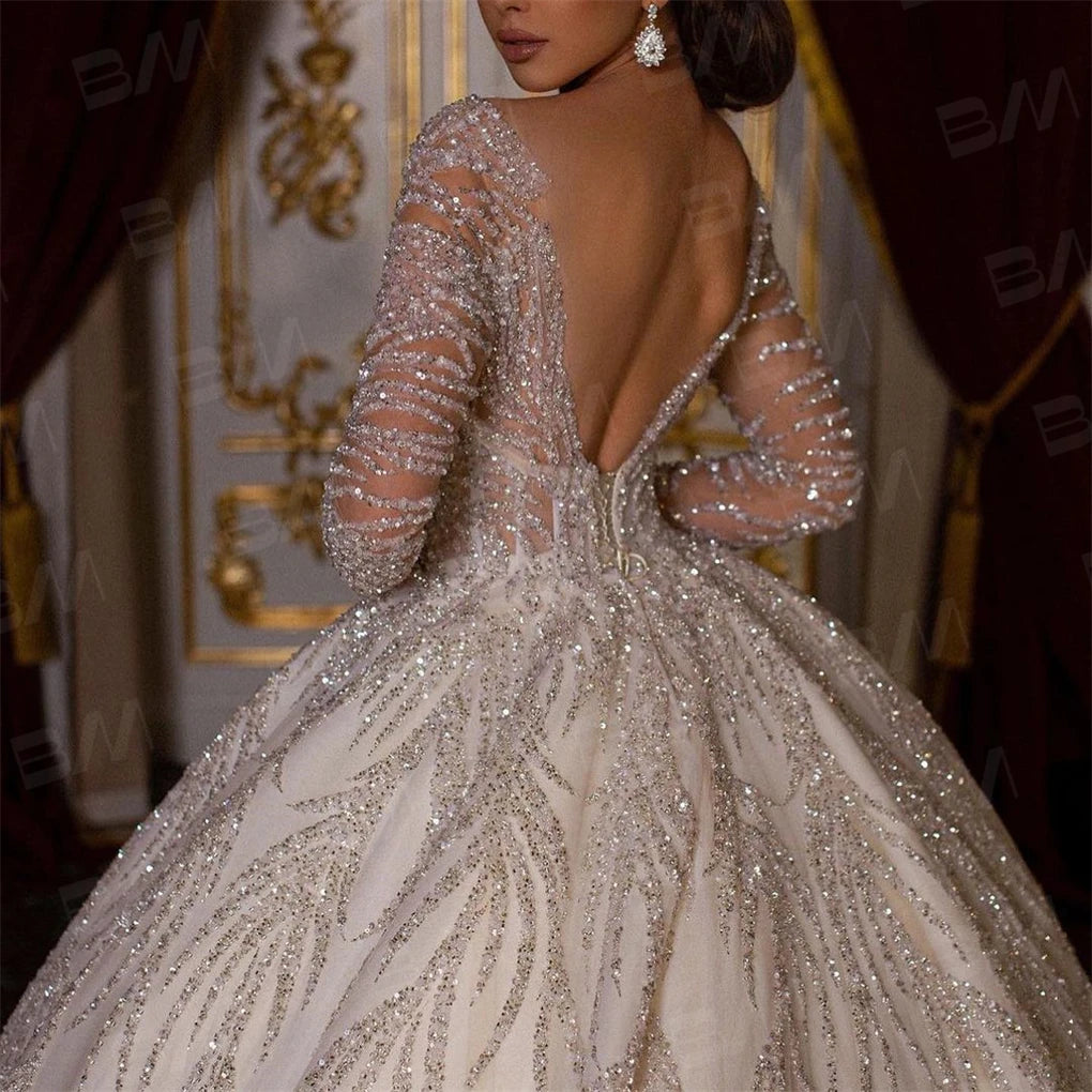 Luxury Beaded Long Sleeve Gown