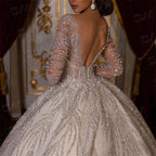Luxury Beaded Long Sleeve Gown