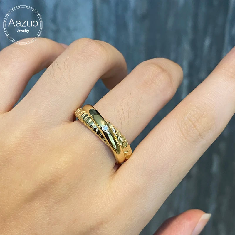 18K Gold Natural Diamond Ring Set