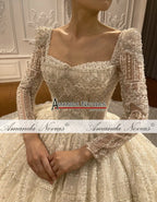 Custom Long Train Wedding Dress
