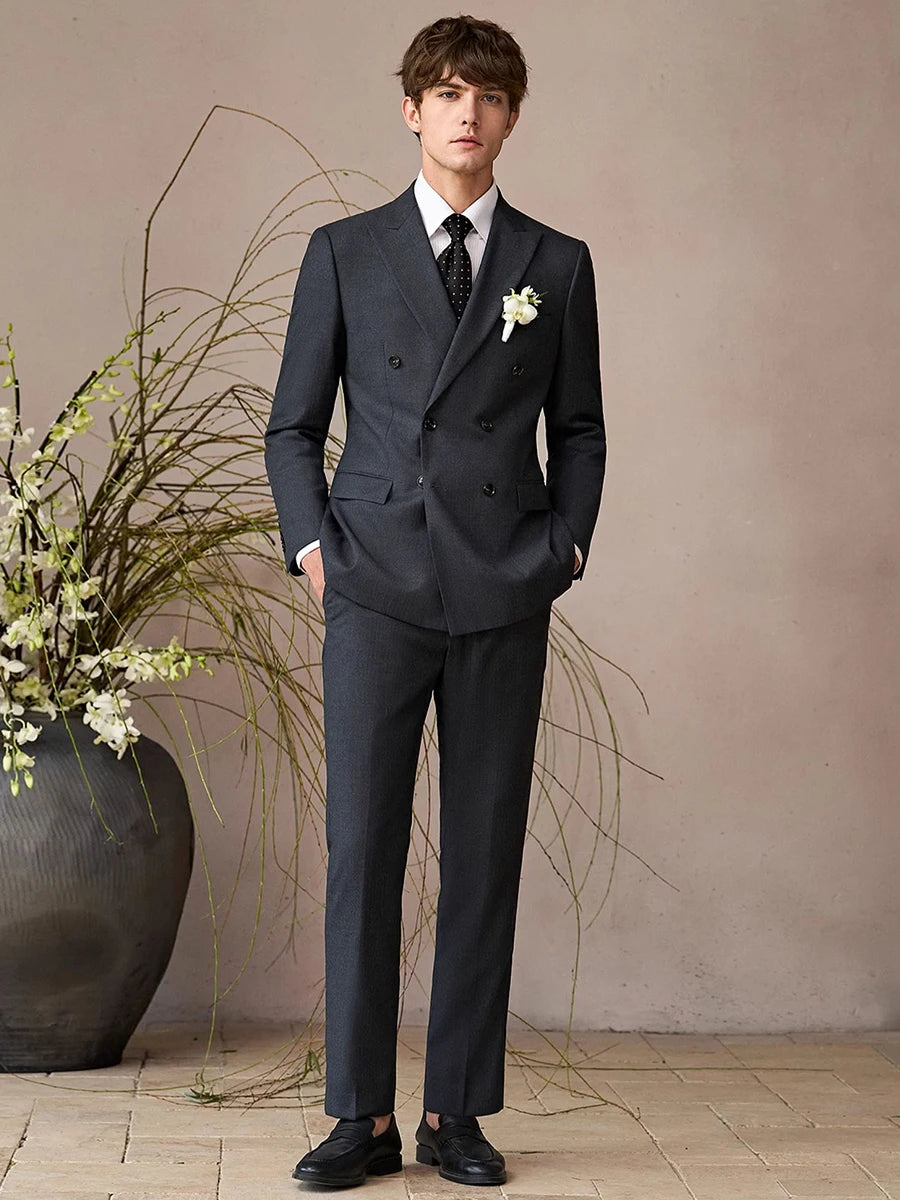Luxury Wool Double-Breasted Suit Set