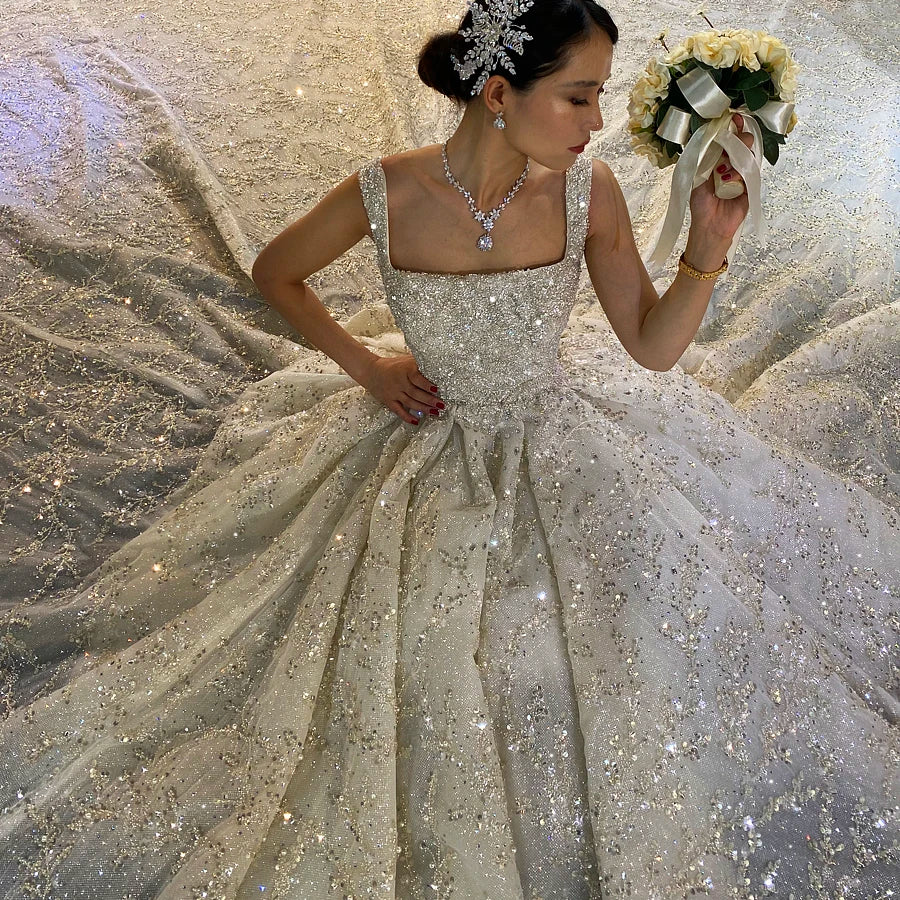 Luxury Beaded Royal Train Wedding Dress