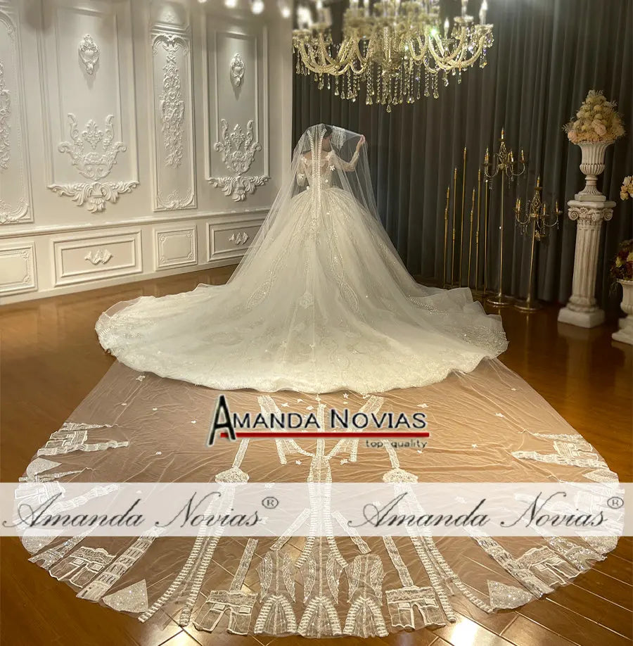 Custom Long Train Wedding Dress