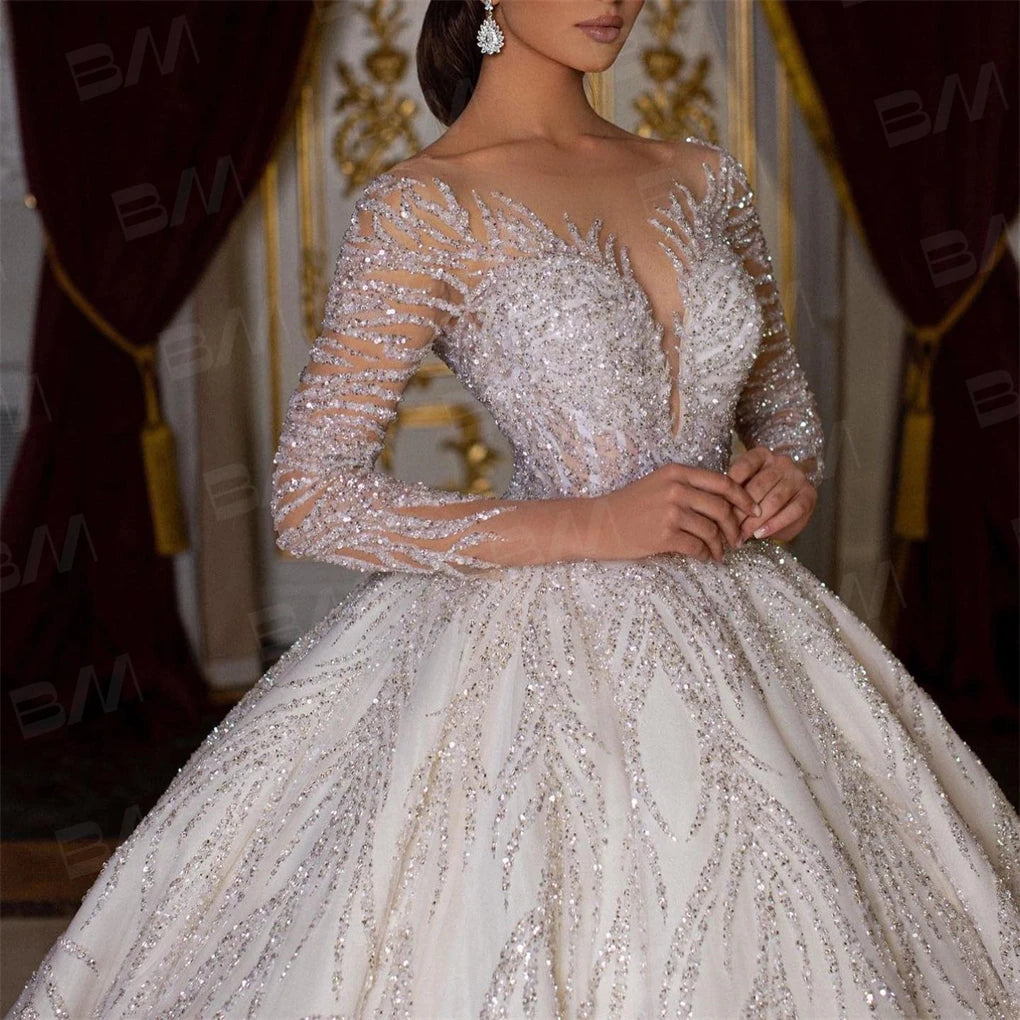Luxury Beaded Long Sleeve Gown