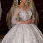 Luxury Beaded Long Sleeve Gown