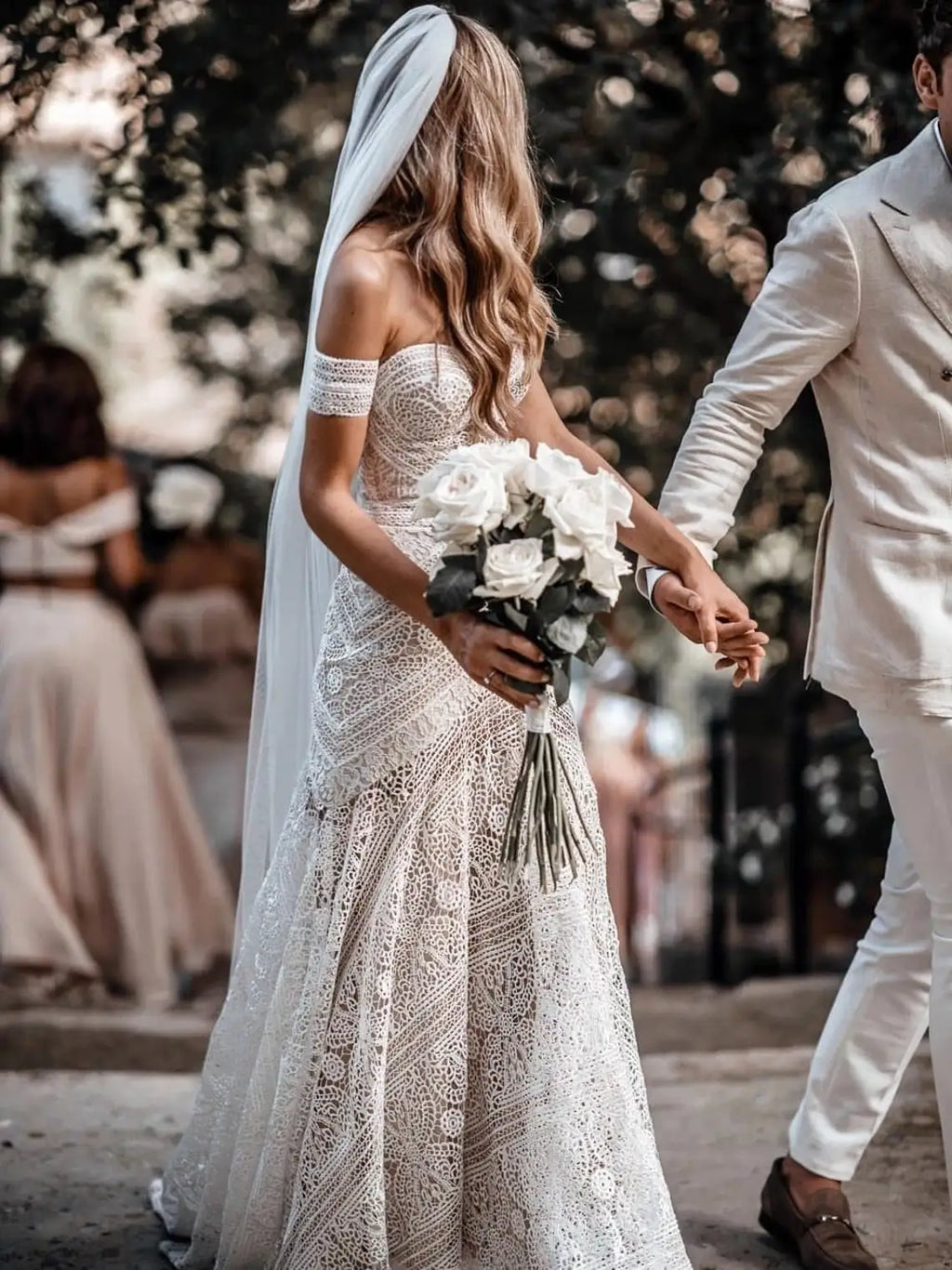 Boho Lace Mermaid Wedding Dress