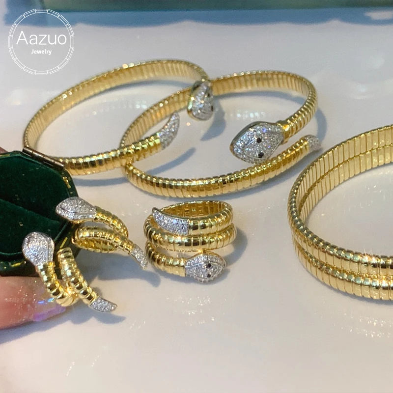 18K Gold Diamond Snake Jewelry