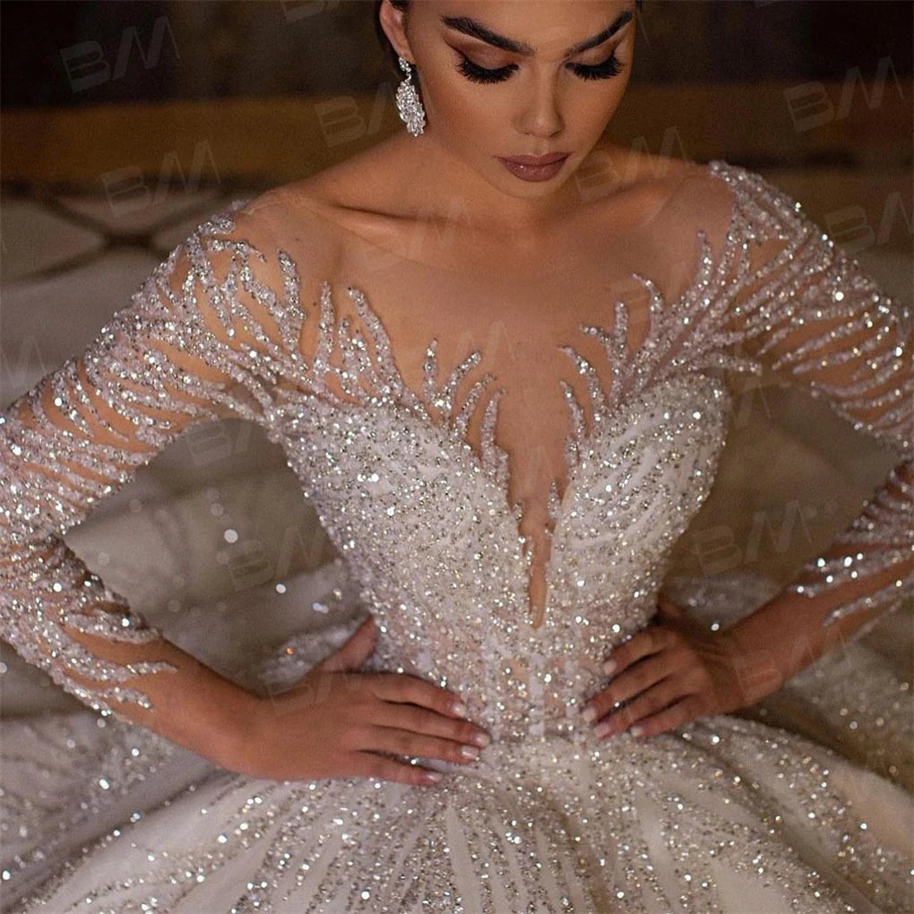 Luxury Beaded Long Sleeve Gown