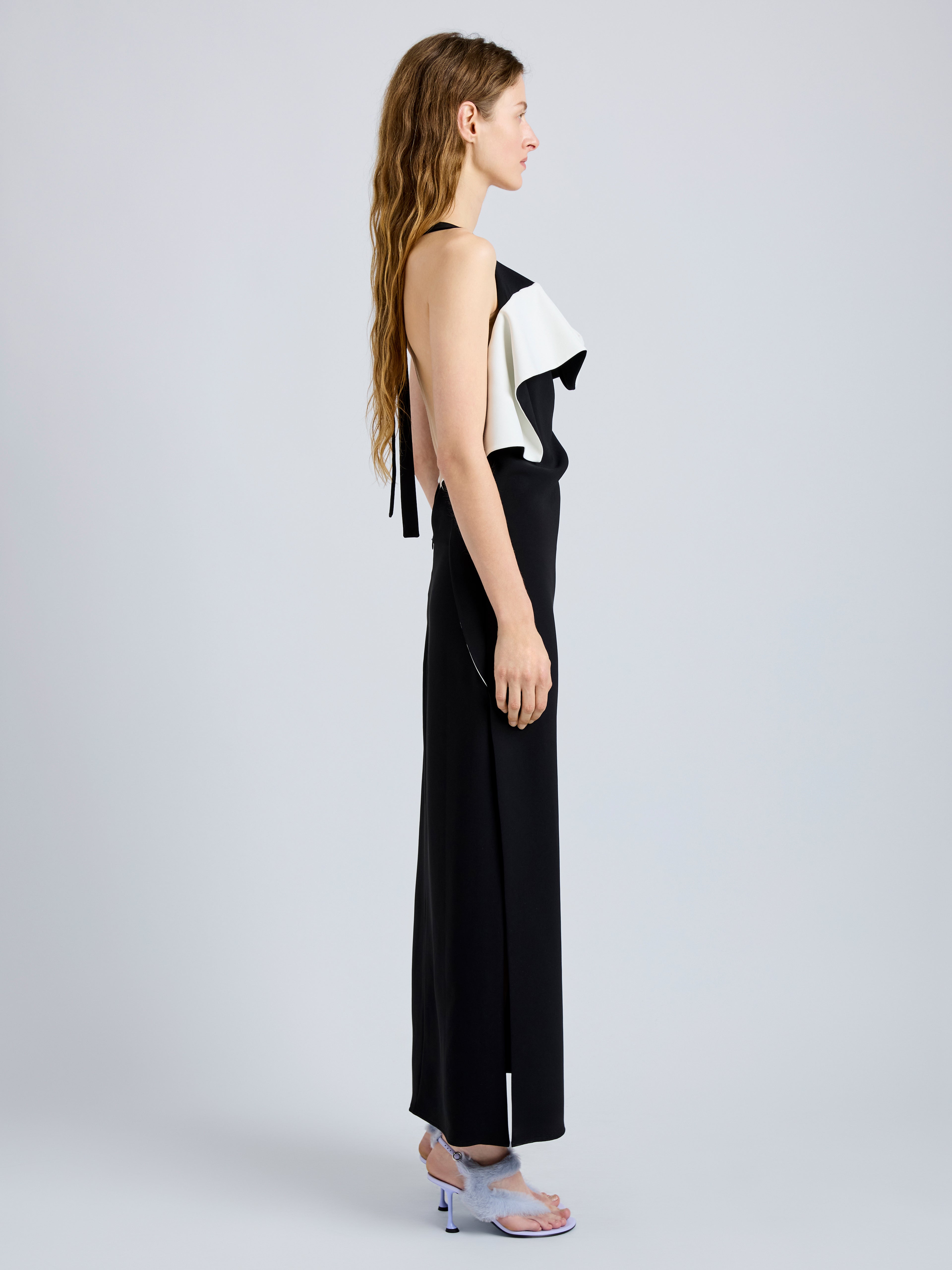 Sanna Women's Black Dress | Matte Double Crepe, Halter Neck Cocktail Dress 2