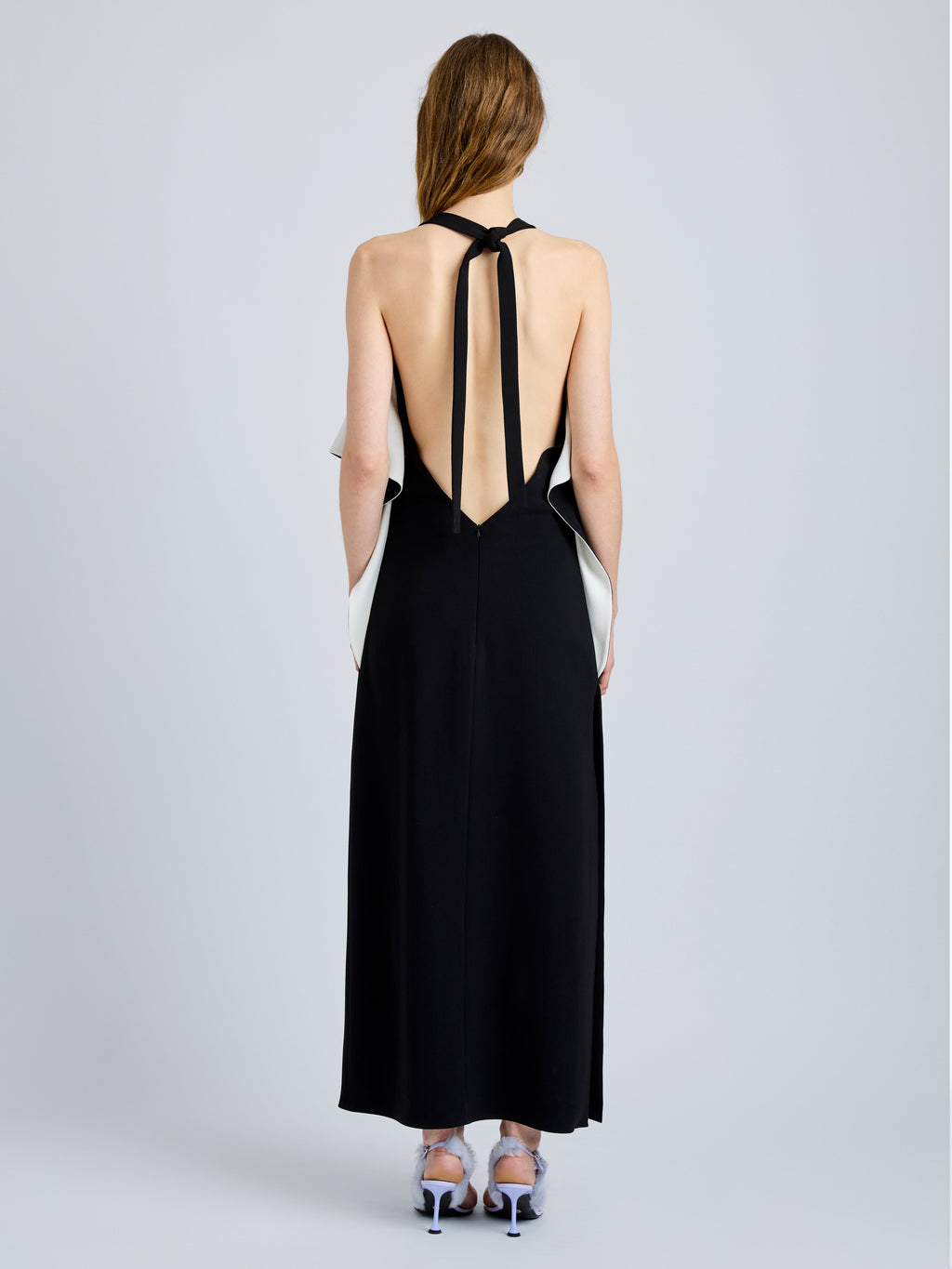 Sanna Women's Black Dress | Matte Double Crepe, Halter Neck Cocktail Dress 3