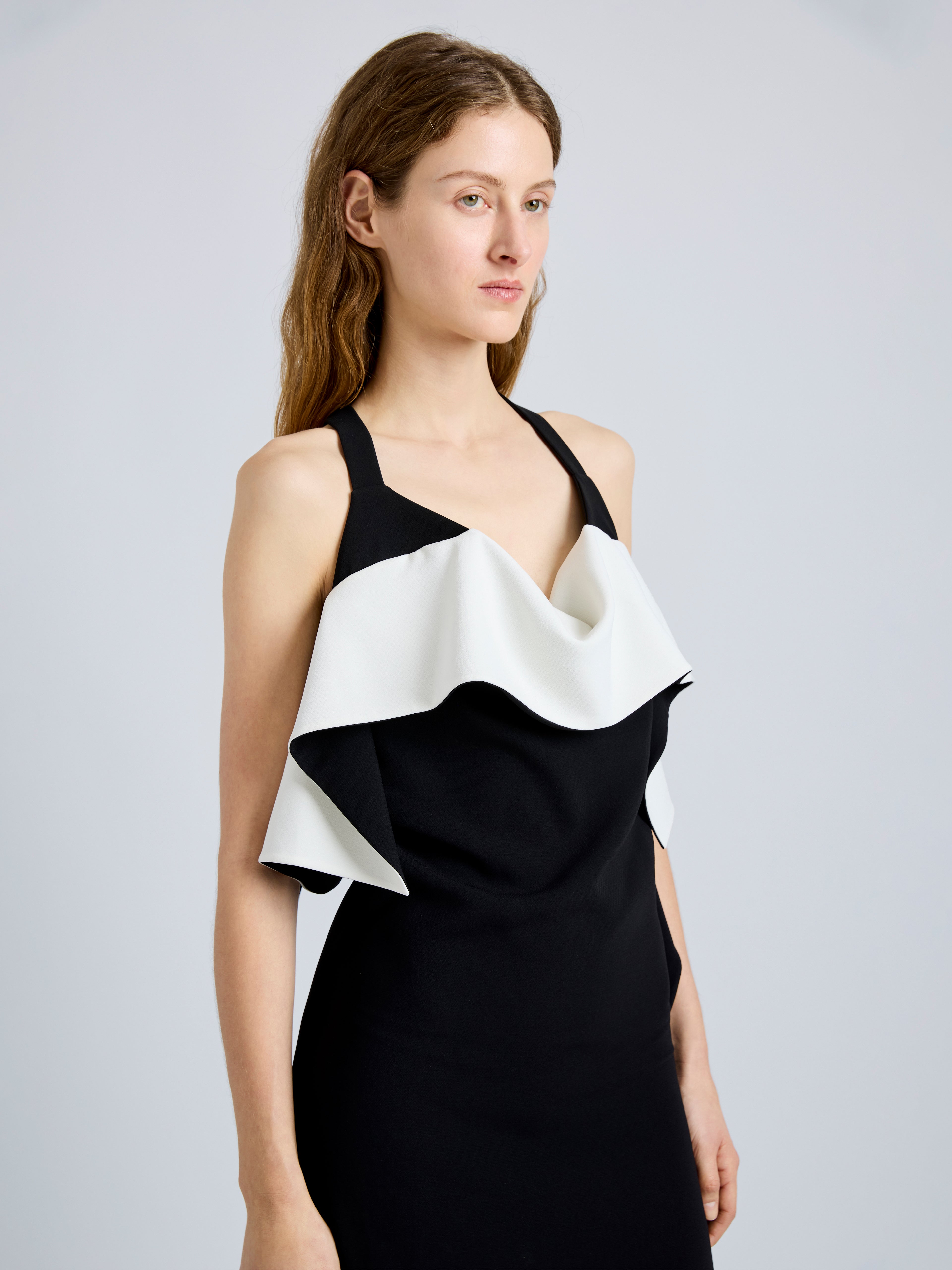 Sanna Women's Black Dress | Matte Double Crepe, Halter Neck Cocktail Dress 4
