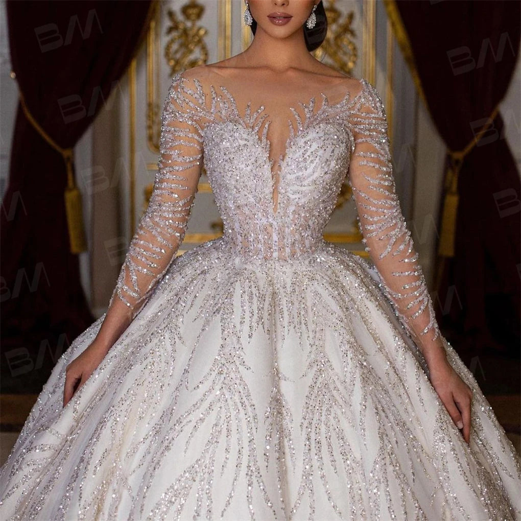 Luxury Beaded Long Sleeve Gown
