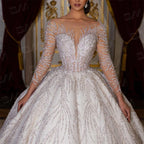 Luxury Beaded Long Sleeve Gown