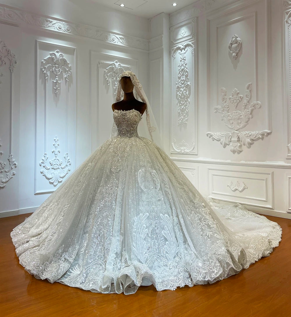 Luxury Beaded Ball Gown Wedding Dress