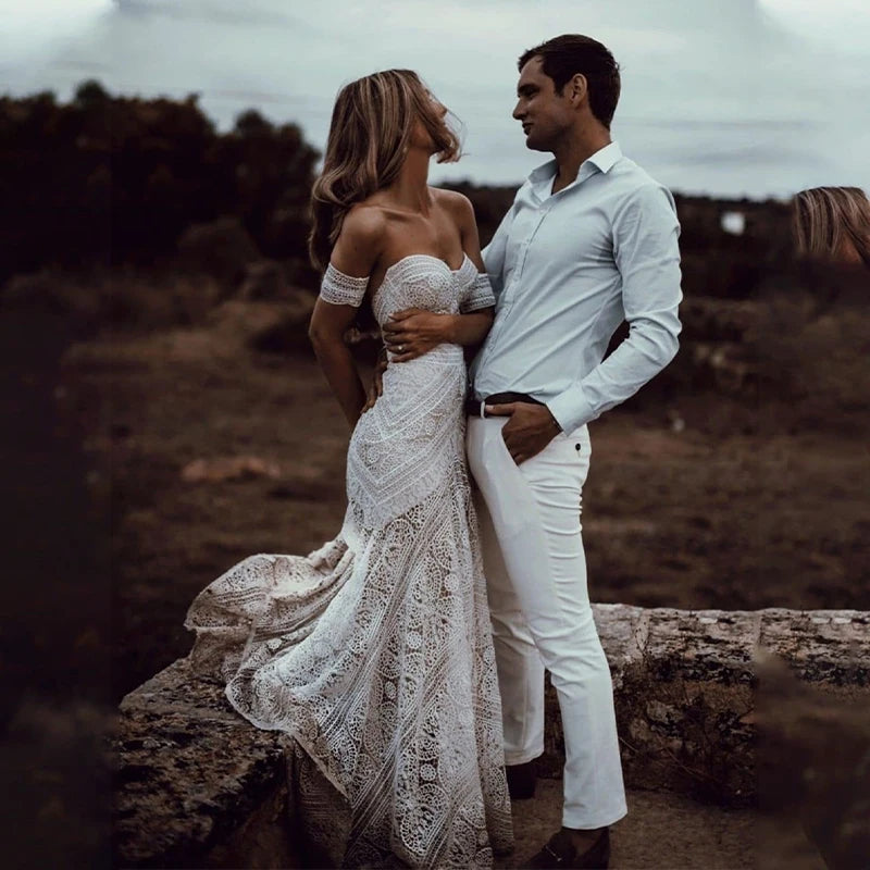 Boho Lace Mermaid Wedding Dress