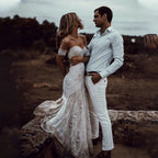 Boho Lace Mermaid Wedding Dress
