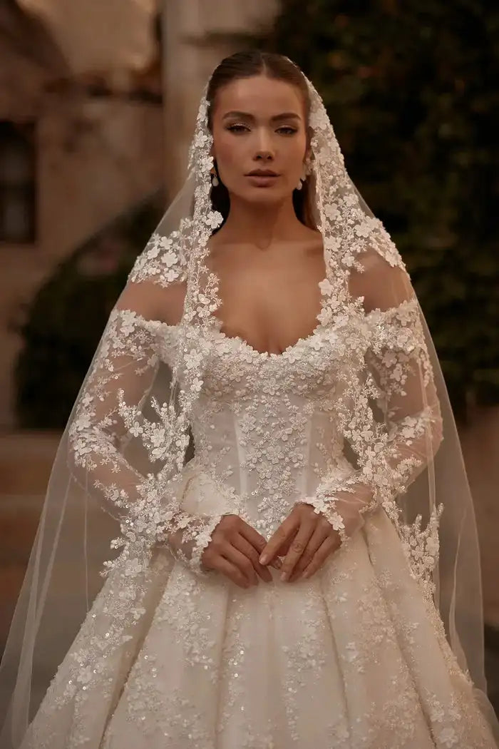 Elegant Off-Shoulder Lace Wedding Dress