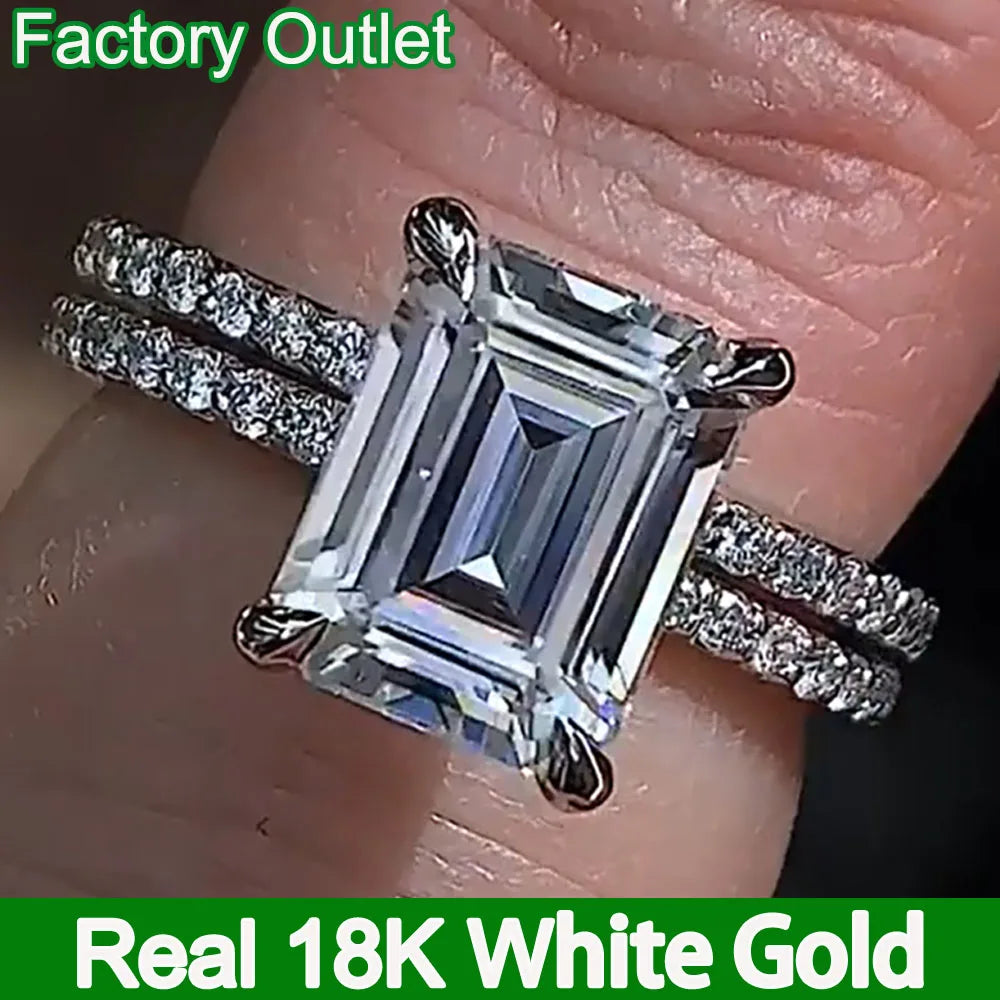 Emerald Moissanite 18K Gold Bridal Set