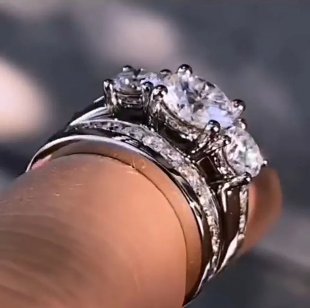 Platinum Round Moissanite Bridal Set