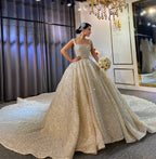 Luxury Beaded Royal Train Wedding Dress