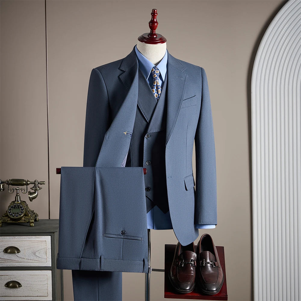 Premium Men's Three-Piece Wool Suit