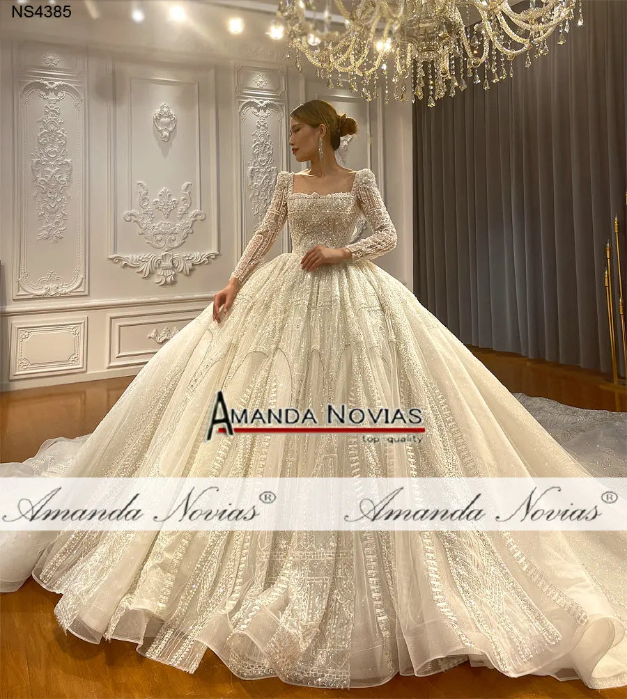 Custom Long Train Wedding Dress