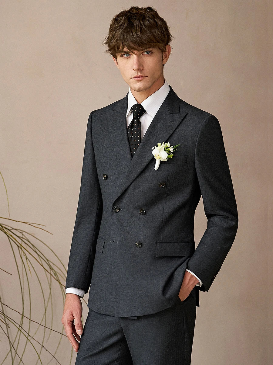 Luxury Wool Double-Breasted Suit Set
