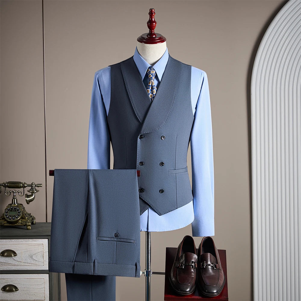 Premium Men's Three-Piece Wool Suit