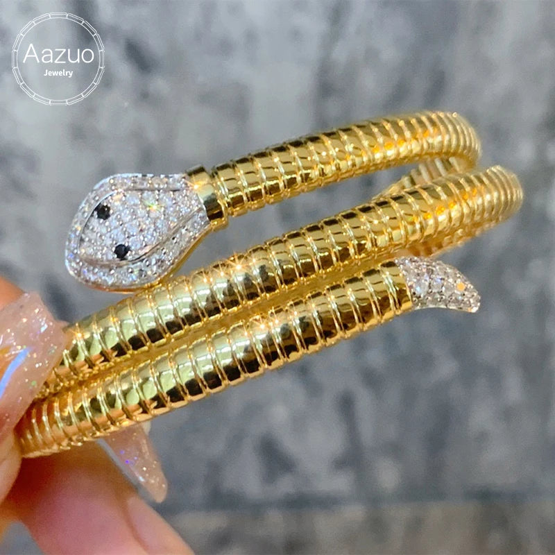 18K Gold Diamond Snake Jewelry