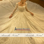 Custom Long Train Wedding Dress